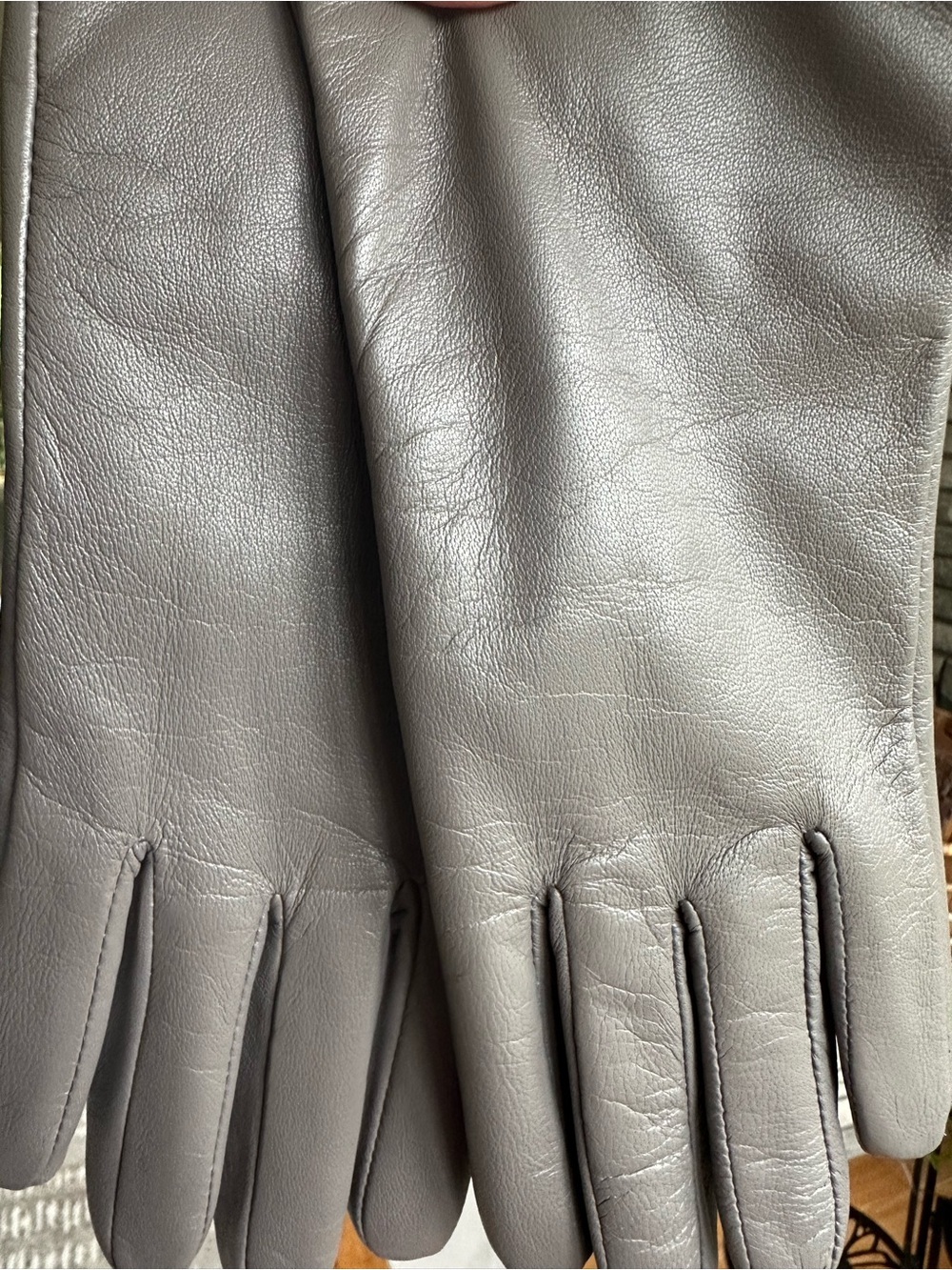 NWT Adrienne Vittadini Genuine Leather Gloves Cashmere Blend Lined Brown